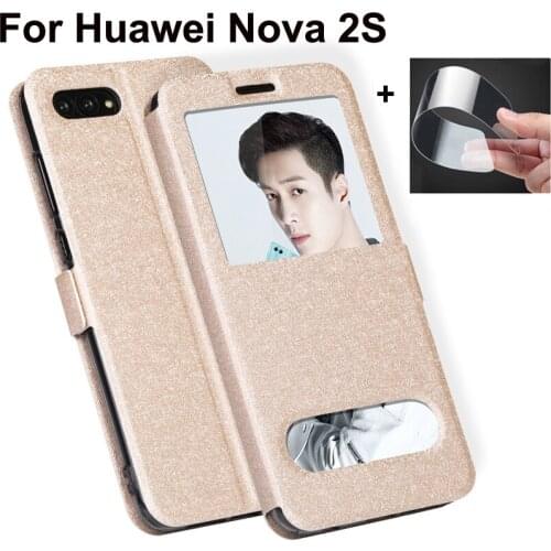 6.0" Open window cases capas For Huawei Nova 2S Case Nova 2 S Cover PU Leather Flip Cover For Huawei Nova2S shell fundas coque