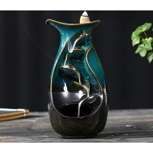 Incense Holder Ceramic Backflow Waterfall Smoke Incense Burner Home Decor Birthday Valentines Christmas Gift