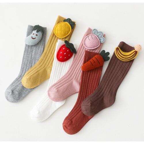 Baby Stockings Cotton Kint Fruit Banana Strawberry Orange Long Socks for Newborn Baby Girls Infant Toddler Knee High Socks
