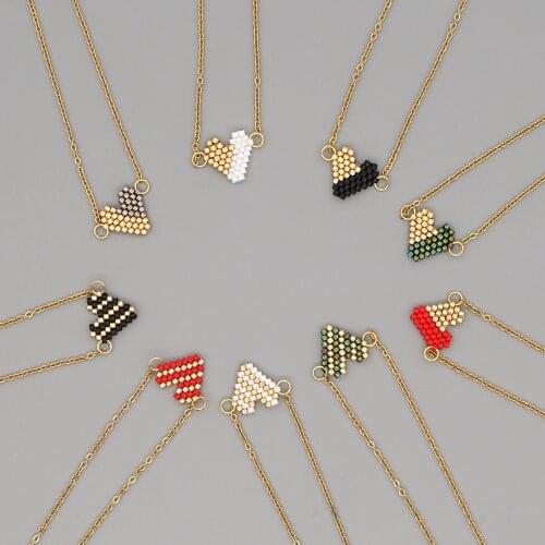 Go2boho Love Heart Necklace For Couples 2021 Trendy Japanese Miyuki Bead Jewelry Bohemian Color Jewellery Pendant Necklaces