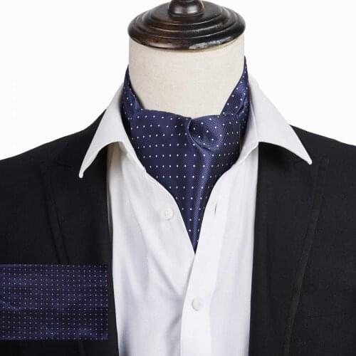 Ikepeibao New Mens Polka Dots Woven Jacquard Ascot Tie Cravat British Neck Tie Jacquard Self Tie for Wedding Party