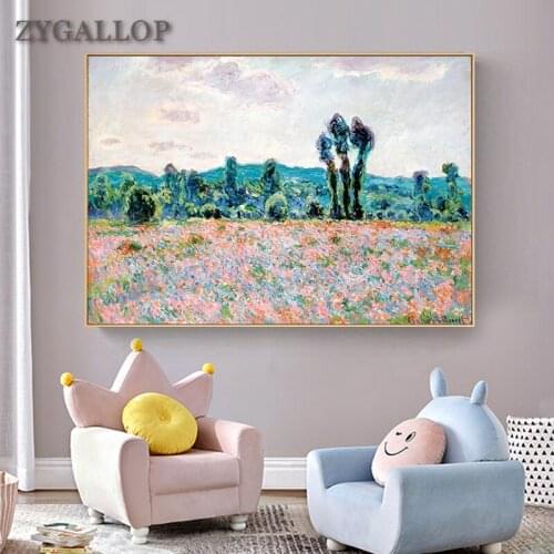 Canvas Print Monet Classic Landscape Oil Painting Poppy Fields Abstract Canvas Posters Living Room Bedroom Decor Wall Pictures