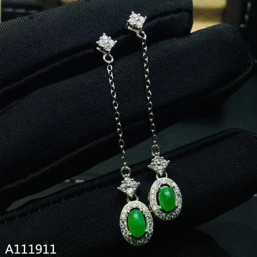 KJJEAXCMY fine jewelry 925 sterling silver inlaid Natural Emerald fashion ladies earrings support detection popular