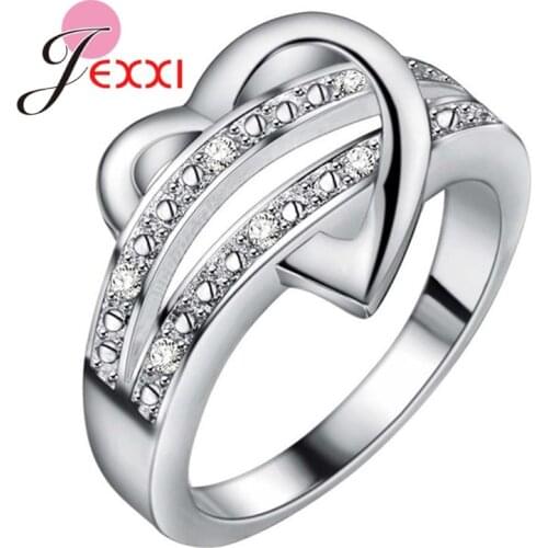 New Arrival 100% Pure 925 Sterling Silver Heart Finger Rings For Women Girl Fashion Wedding Engagement Party Jewelry