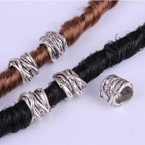 5 Pcs/set Alloy Silver Hair Braid Dreadlock Copper Large Hole Beads Wig Jewelry Reggae Braid Decoration Hair Ring