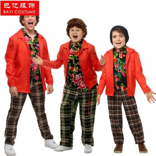 The Goonies Cosplay Costume Halloween Carnival Uniforms Movie Male Kids Fancy Dress Outfit Flower Shirt Set