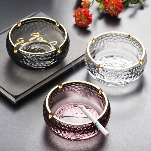 Round Ashtray Portable Ashtray Modern Home Decoration Accessories Office Desktop Decor Glass Ashtray Gift Smoking Accessories