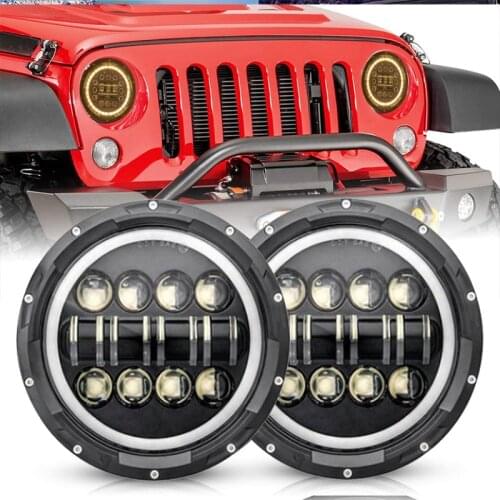 Lada Niva Urban 7inch Led Headlight Hi/Low H4 Light Halo Angle Eyes DRL Headlamp For Jeep Wrangler Off Road 4x4 suzuki samurai