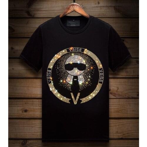 Summer New Mens anime T Shirts Loose Clothes Rhinestones Short Sleeve Fashion Tshirts For Men