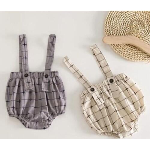 Summer Baby Boy Girl Straps Shorts RompersNewborn Clothes Clothes Kids Baby Boy Girl Grid Jumpsuit Kids Baby Boy Girl Rompers