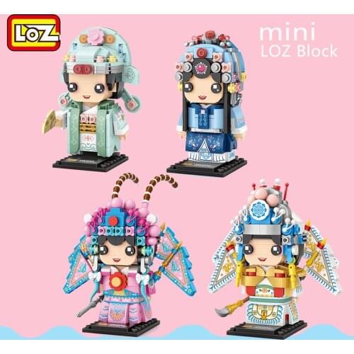 LOZ Blocks Chinese Style Peking Opera Auction Figure Building Bricks for Children Toy Kids Doll brinquedos Girls Gift 1541
