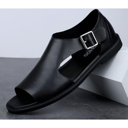 Sandals Soled Mens Sandals 2021 Summer New Leather Sandals Mens Shoes Sandalias Hombre Chaussure Homme