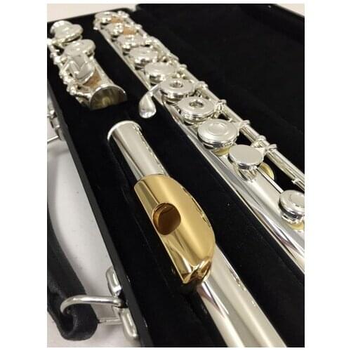 Music Fancier Club Professional Flute 461 Silver Plated Flute Gold Plated Lip Plate B Leg Open Close Holes 17 E Key