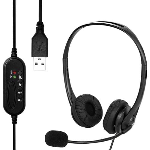 Call Center USB Computer Customer Service Headphones Hands-free Calling Gaming Video Office Wired Headset with Microphone