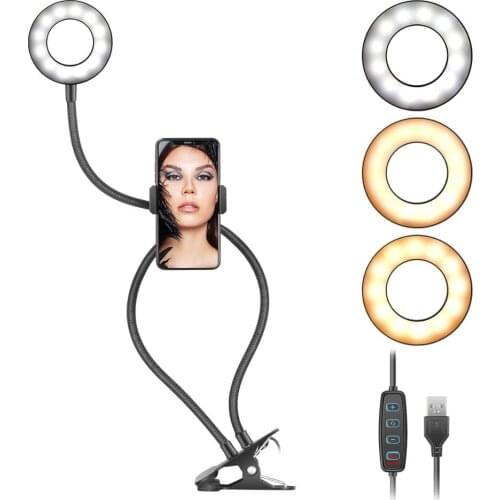 Neewer Selfie Ring Light with Cell Phone Holder Stand for YouTube/Live Stream/Selfie/Makeup, Flexible Gooseneck Stand