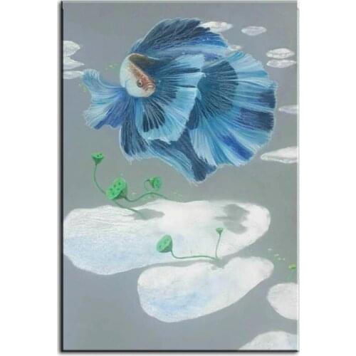 Original oil painting Dancing goldfish painter original paintings decoration painting Custom-made oil painting 16110718