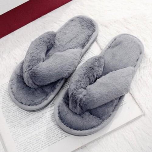 Plush Anti Skid Flip Flop Clamps Cotton Slippers Womens Warm Spa Thong Slipper Crystal Super Soft Slippers For Home Flip Flops