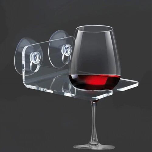 Portable Bathtub Wine Glass Holder Strong Suction Cup Clear Acrylic Shower Bath Bracket for Beer Drink Coffee