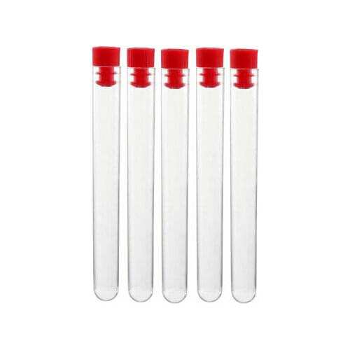 20 Pcs Centrifuge Test Tubes Round Bottom Polystyrene with Red Cap 12 x 100mm