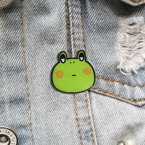 RSHCZY Cute Acrylic Brooch Vintage Cartoon Frog Badges Animal Pins For Backpacks Hat Shirt Coat Jewelry Gift Scarf Buckle