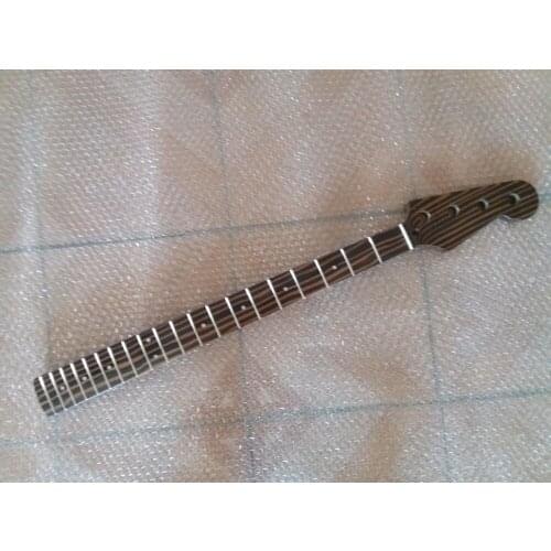 Zebra wood Electric Bass Guitar Neck Replacement 4 string 20 Fret