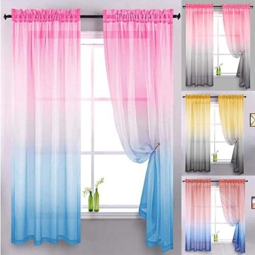 Modern Fashion Pink Gray Gradeint Tulle Curtain Romantic Wedding Home Decoration Voile Fabric For Living Room Bedroom kitchen #4