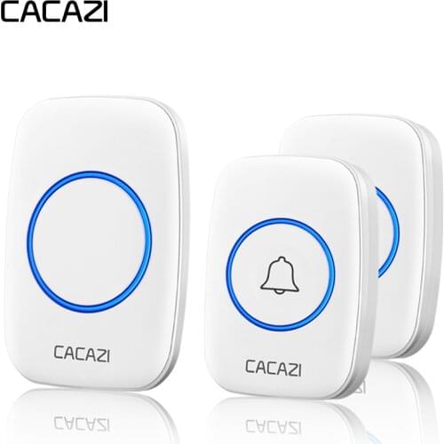 CACAZI Waterproof Wireless Doorbell 1 2 Battery Button 1 2 Receiver US EU UK AU Plug Home Calling Bell 60 Chimes 300M Remote