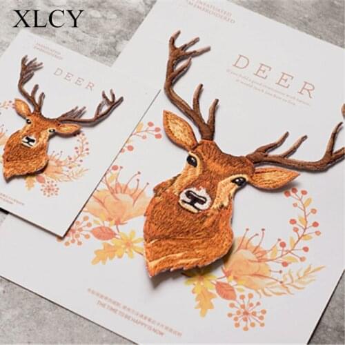 Embroidered Deer Patch for Clothing Iron on Sewing Antler Applique for Jackets Jeans Clothes Stickers Appliques for Bags Pants