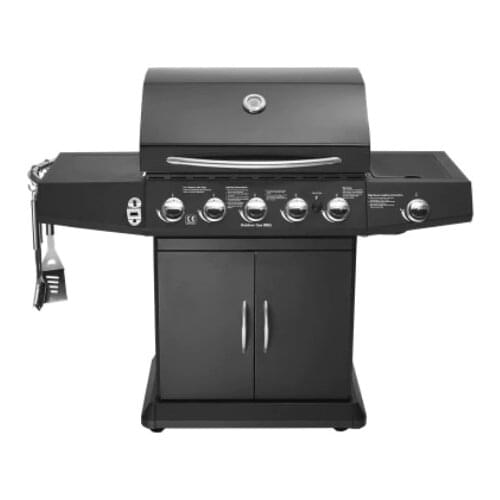 High quality gas and charcoal BBQ grill, gas stove,outdoor black gas BBQ grill,five burners+side burner,gas or charocal bbq gril