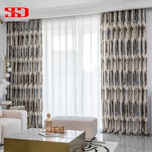 Occident Printing Curtains For Living Room Stripe Retro Pastoral Modern Home Decoration Salon Fabric Drapes Window Treatments