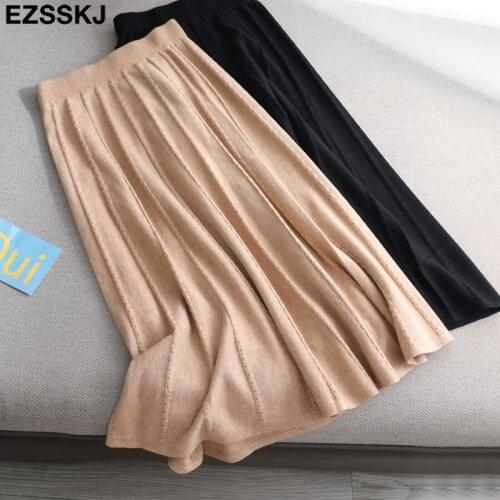 High quality A-line long Thick sweater skirt female autumn winter 2021 new warm mid-length knit skirt women