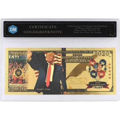 Gold Trump Bill Donald Dollar Foil Banknote 2020 President Us Maga Commemorative Plated Colorized for Gifts