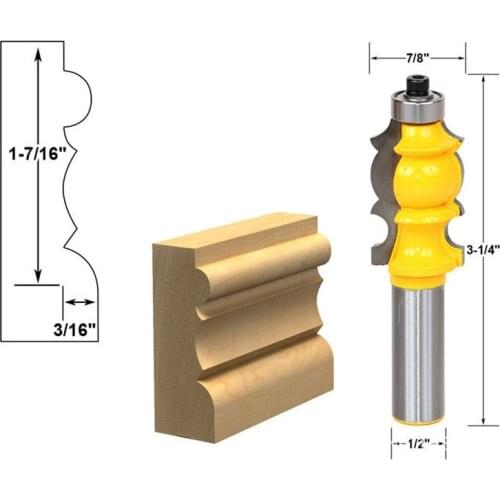 1pcs 1/2 "Shank 7/8" Picture Frame Molding Router Bit Trimming Wood Milling Cutter for Woodwork Cutter Power Tools