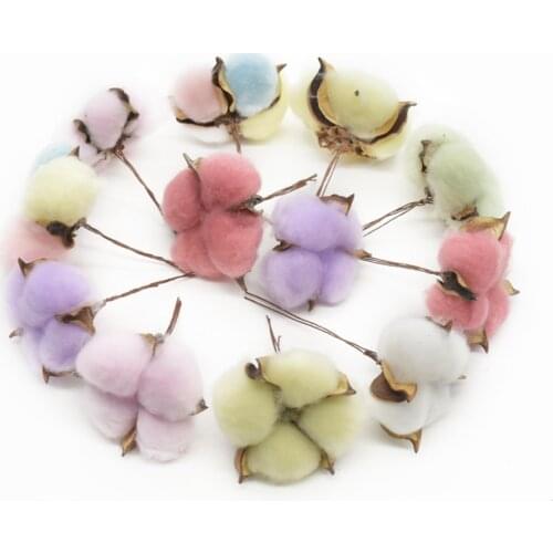10Pcs Colored Cotton Artificial Plant Home Decoration Accessories Christmas Decor Wreath Diy Flower Arrangement Wedding Supplies