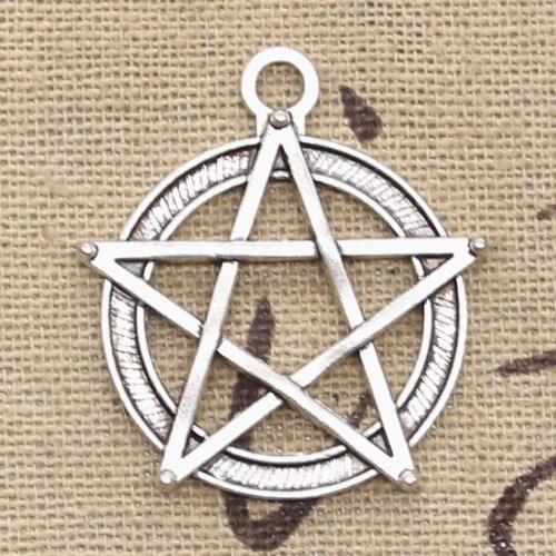 12pcs Charms Star Pentagram 31x27mm Antique Silver Color Plated Pendants Making DIY Handmade Tibetan Silver Color Jewelry