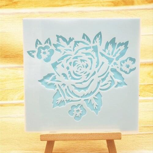 13x14cm blossom rose Scrapbook Stencils Spray Plastic Mold Shield DIY Cake Hollow Embellishment Printing Lace Ruler Valentine