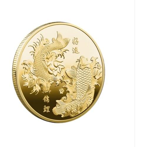 2021 Best selling items Color Koi Commemorative metal coins AY030