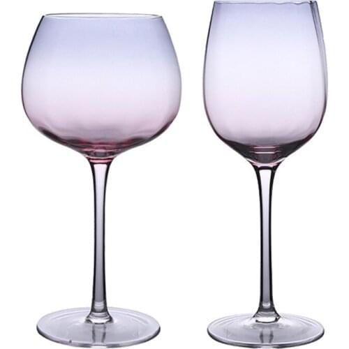 250-500ml Rainbow Pink Lover Fan Goblet Handmade Lead-Free Crystal Red Wine Champagne Cup Light Luxury Holiday Gift Drinkware