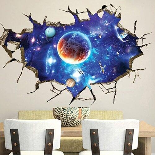 3D Outer Space Planet Print Bedroom Art Wall Stickers Decal DIY Room Decoration Children Wall Decals Art Kids Wall Stickers Wall