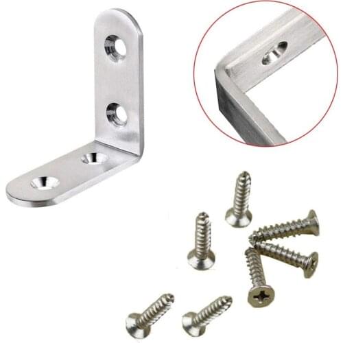 4Pcs S Bracket Corner 90 Degree Right Angle Bracket Code Cabinet Wall Mount Stainless Steel Connector Durable Hot L Shape Screw