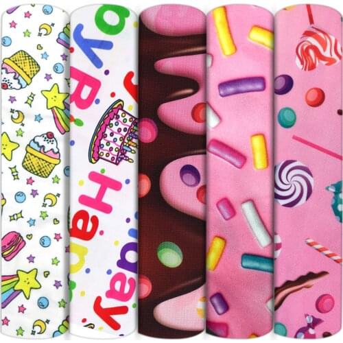 50*145cm Happy Birthday Double Brushed Poly Knit Stretch Cake Sewing Quilting Fabric Needlework Material DIY Cloth,1Yc15270