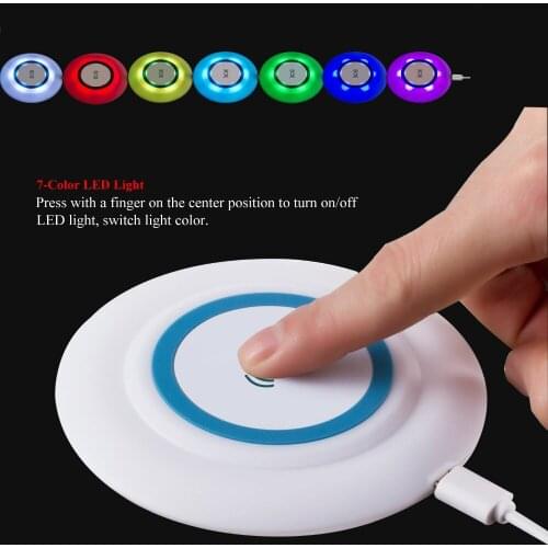 A+ 2017 New Round LED Wireless Charger Pads 5V 2A For iphone 8 X Samsung S6 Edge Plus Nexus 5 6 For iphone 8 Wireless Charger Qi