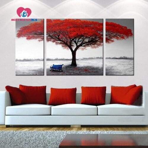 Diamond embroidery landscape tree mosaic painting 5D diamond mosaic Modular wall paintings painting triptych drawing fantasias