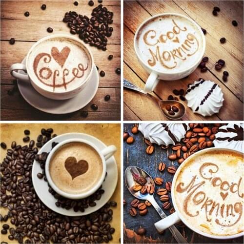 Huacan Diamond Painting New Arrival Coffee Cup Mosaic Embroidery Coffee Beans Home Decor Diamond Art
