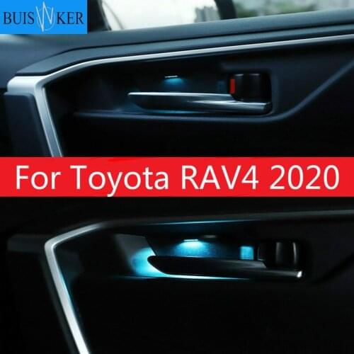 Door Bowl Atmosphere Light For Toyota RAV4 2020 Interior LED Blue Decoration Door Bowl Handle Frame Light For Toyota RAV4 2020