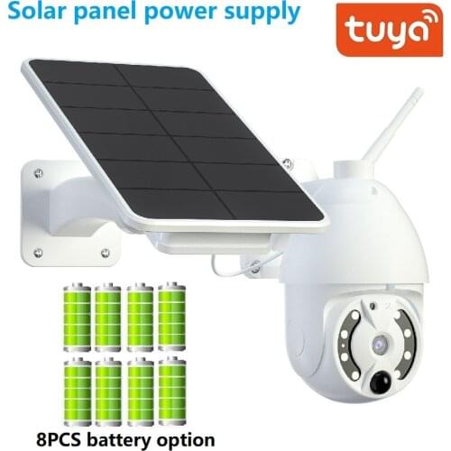 Tuya Outdoor Solar Powered Wireless Security Cameras WiFi Battery Surveillance Camera 1080P HD PIR Motion Detection Night Vision