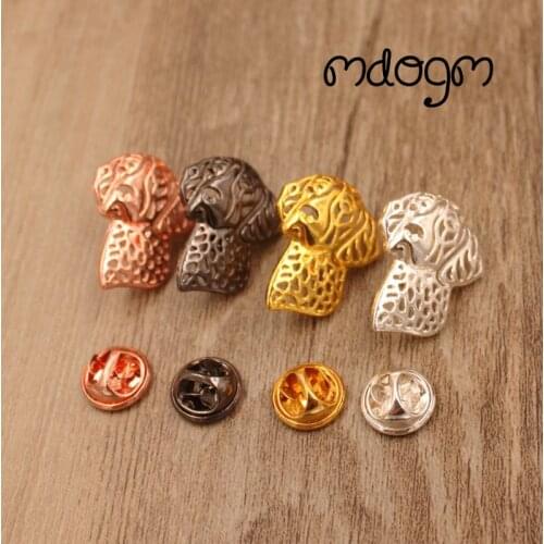 Mdogm German Wirehaired Pointer Dog Animal Brooches And Pins Suit Cute Funny MetalFather Birthday Gift For Male Men B086