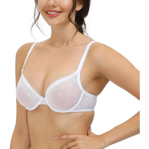 NEW Sexy Women Lace White Bra Mesh Bralette Lingerie Female Unpadded Transparent Brassiere Intimates Femme Plus Size Everyday