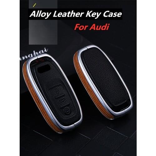 Alloy Leather Car Key Cover Fob Case Shell For Audi A1 A3 A4 A5 A6 A7 A8 Quattro Q3 Q5 Q7 2009 2010 2011 2012 2013 2014 2015