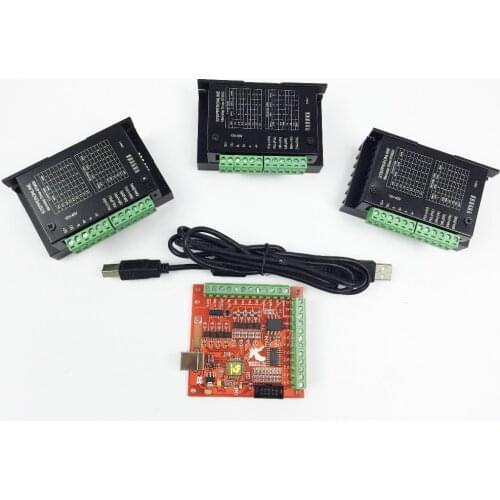 CNC TB6600 mach3 usb 3 Axis Kit, 3pcs TB6600 1 Axis Driver + one mach3 4 Axis USB CNC Stepper Motor Controller card 100KHz